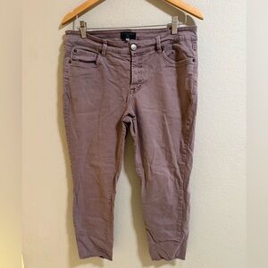 Dictionary Mauve Cropped Skinny Jeans with Raw Hem - Size 14